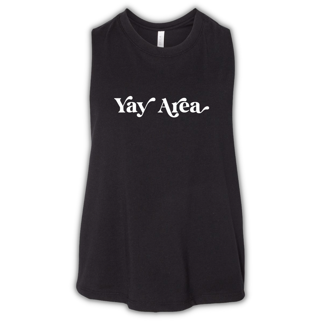 Yay Area Women's Tank | Black w/ White Puff