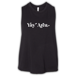 Yay Area Women's Tank | Black w/ White Puff
